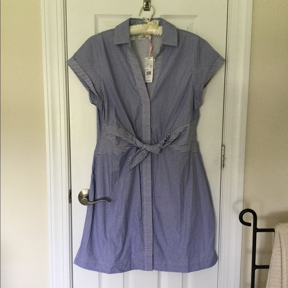 NWT Vineyard Vines Stripe Tie Front Shirt Dress